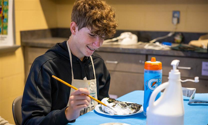 Spring Station Middle students create papier-mache masks